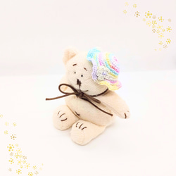 ぬいぐるみ用】ニット帽＆マフラーセット（ブルーのラメ）ひもを通せる