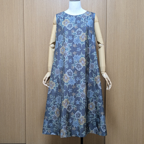 M*i様 着物リメイク♪ 大島紬　3段ティアード　ワンピース　MーL 総裏地付 着物リメイク大島紬で後ろティアードワンピースの作り方 Back