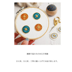 【特集掲載】ぷっくり手刺繍の耳飾り　天然石イエロージェード　ピアス/イヤリング　ブルー　オレンジ　グリーン　花 17枚目の画像