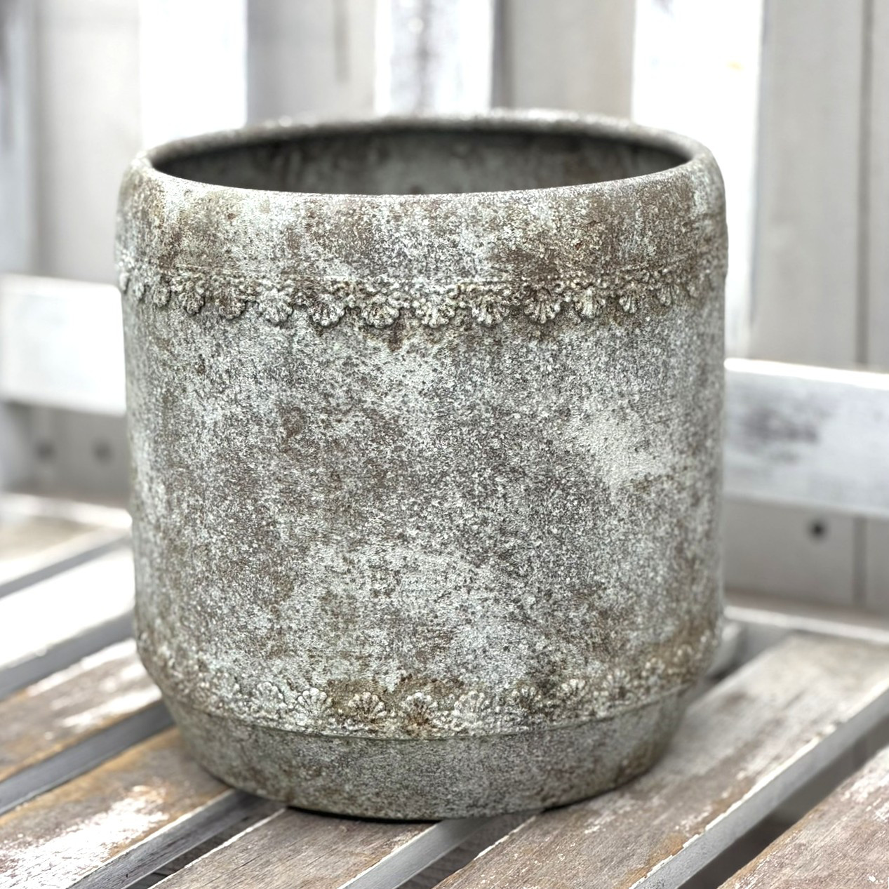 アンティーク　ブリキプランター　一部真鍮製