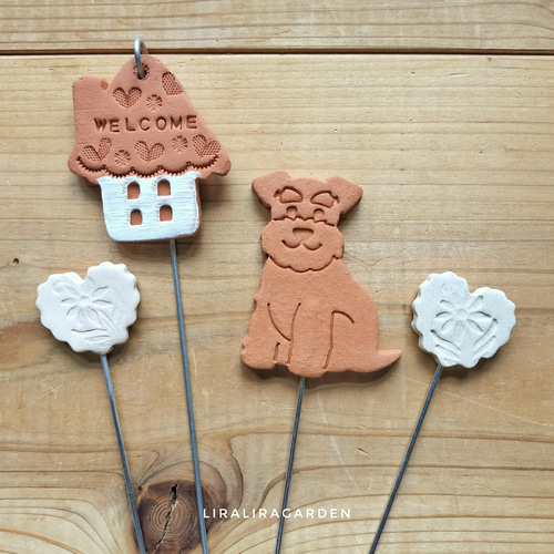 ♥リトルリーフ♥シュナウザーちゃん♥ガーデンピック♥ハンドメイド♥犬♥ 雨でも安心 ミニチュア シュナウザー ガーデンピック 素焼き