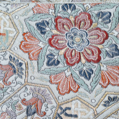 らワンタッチ帯 くらわん帯 正絹袋帯リメイク 金糸銀糸更紗文様 作り帯