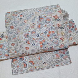 美品 桜 金 ピンク 椿 菱形文様 正絹 袋帯 二重太鼓 作り帯 ee1ee0a4c0ea118268f91a67c02655