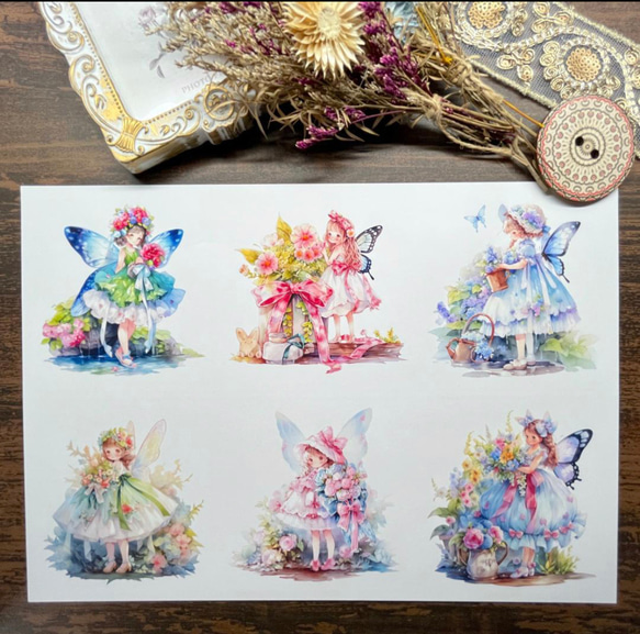 【DP57】コラージュシート フローラル フェアリー デザインペーパー 3枚目の画像