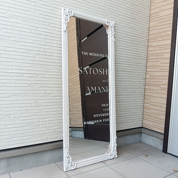 ♡ミラー高さ101cmホワイトフレーム付き♡お好きなフレーズお入れできます♡店舗看板・WELCOMEボードWEDDING