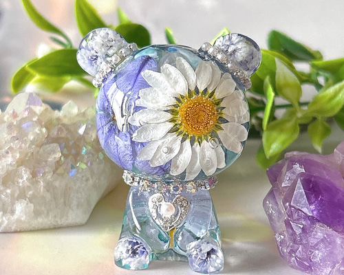 幸せを呼ぶオルゴナイト くまちゃん ラリマー マグネサイトターコイズ