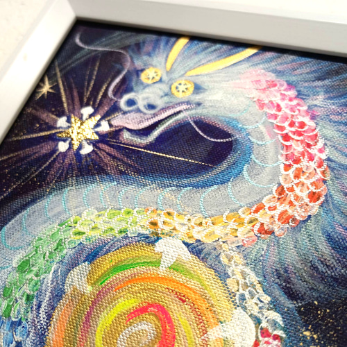 風水開運画＊虹色お宝集め舌出龍神∞～金龍玉～全体運　金運守護　懇願成就　最強幸福 風水開運画＊虹色お宝集め舌出龍神∞～金龍玉～全体運