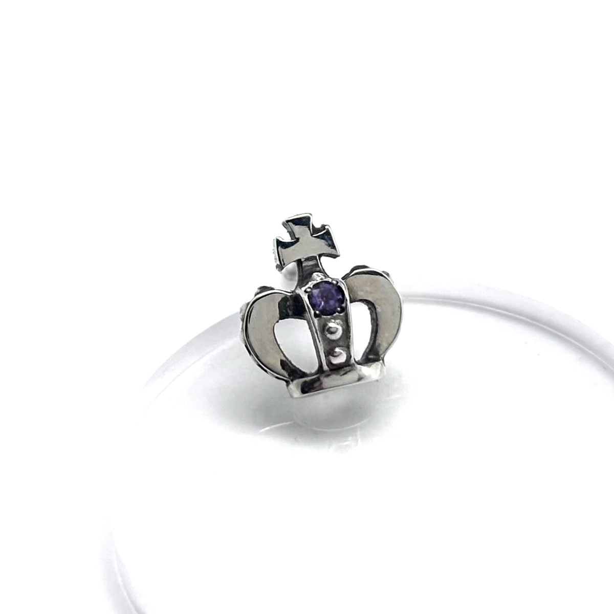 シルバー925ピアス 王冠 アメジスト つけっぱなし 片耳用