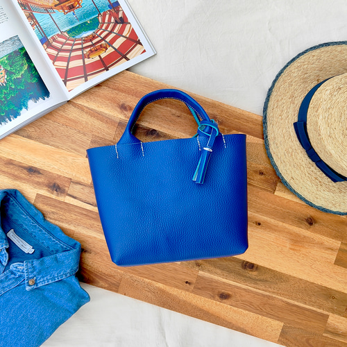 イタリアンレザー】手縫いのミニトートバッグ（シンプル/メンズ