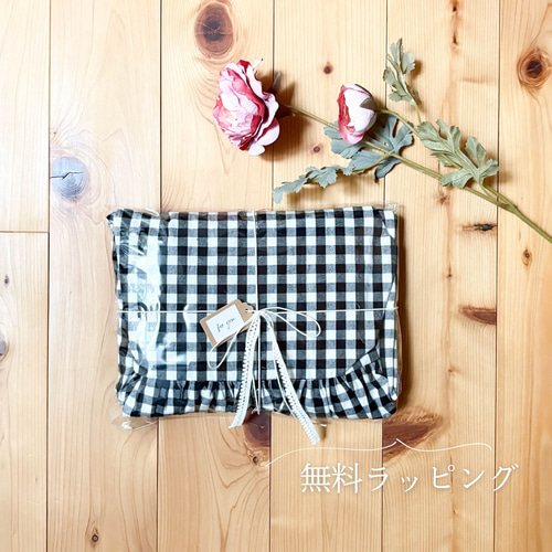 ワンピースエプロン＊ふんわりギャザー＊ギンガムチェック＊バック