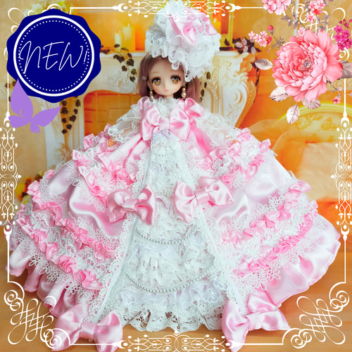 送料無料 リカちゃんサイズ ロココ調ドレス 22㎝ドール服 お姫様ドレス