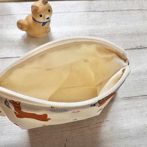 柴犬コタのおやつポーチ かわいい、ファスナーポーチ、犬、手作り