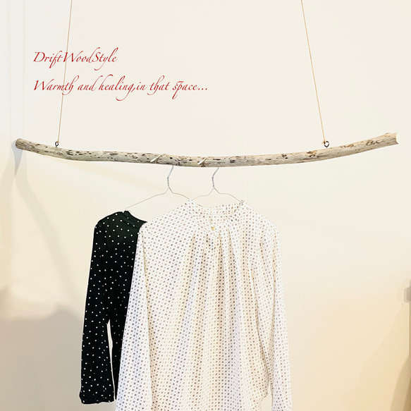 流木インテリア シンプルで真っすぐな大型流木のハンガーラック 北欧 衣装掛 ハンギング 吊り下げ ハンガーポール N69 2枚目の画像