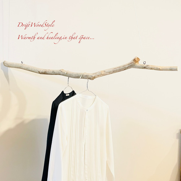 流木インテリア シンプルで真っすぐな大型流木のハンガーラック 北欧 衣装掛 ハンギング 吊り下げ ハンガーポール N70 2枚目の画像