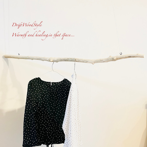 流木インテリア シンプルで真っすぐな大型流木のハンガーラック 北欧 衣装掛 ハンギング 吊り下げ ハンガーポール N71 2枚目の画像