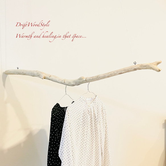 流木インテリア シンプルで真っすぐな大型流木のハンガーラック 北欧 衣装掛 ハンギング 吊り下げ ハンガーポール N72 2枚目の画像