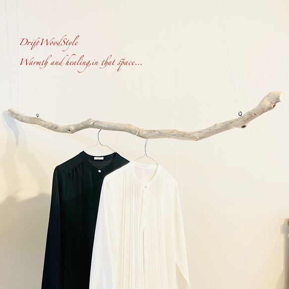 流木インテリア シンプルで真っすぐな大型流木のハンガーラック 北欧 衣装掛 ハンギング 吊り下げ ハンガーポール N73 2枚目の画像