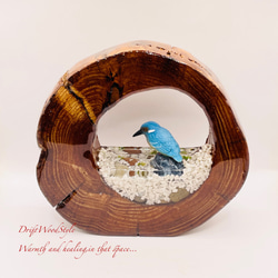一つ限りの流木アート 水辺のカワセミ ジオラマ 流木 フィギュア 置物 動物 鳥 インテリア レジン 水辺 N39 6枚目の画像