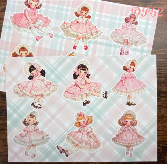 【DP62】デザインペーパー ピンクガール コラージュシート 1枚目の画像