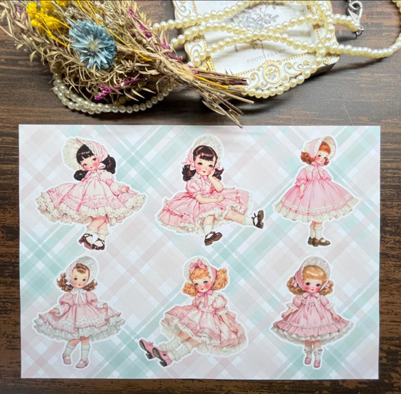 【DP62】デザインペーパー ピンクガール コラージュシート 3枚目の画像
