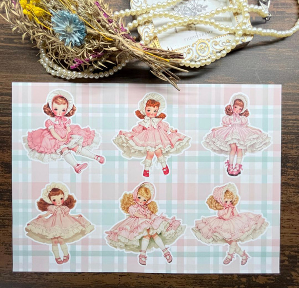 【DP62】デザインペーパー ピンクガール コラージュシート 4枚目の画像