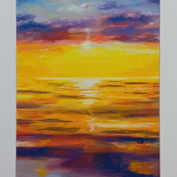 ある海の風景 オイルパステル原画 A4サイズ 絵画 ゆうまめ 通販