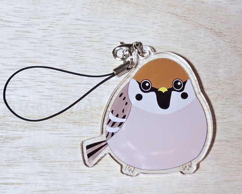 野鳥ストラップ(スズメ)アクリルストラップ すずめちゃん 雀 バード