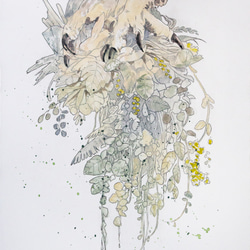 【こもれび】グラスアート　イラスト　水彩画　原画 イラスト原画 No.037 水彩色鉛筆 F20サイズ | kasui_artwork