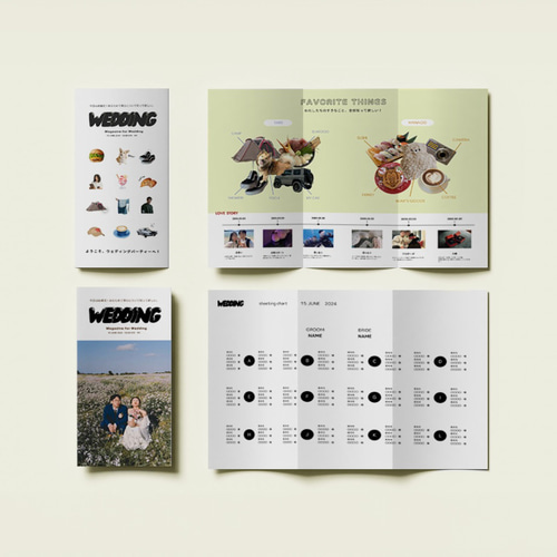 POPEYE風】三つ折りプロフィールブック 席次表・席札・メニュー表 nu