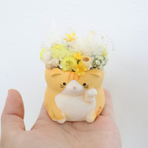 アニマルフラワー 動物アレンジ ねこ うさぎ ハリネズミ ドライ