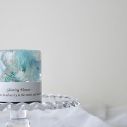 【完成品】光るハーバリウム　Glowing Flower　水色　ライトブルー 6枚目の画像