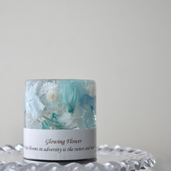 【完成品】光るハーバリウム　Glowing Flower　水色　ライトブルー 2枚目の画像