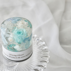 【完成品】光るハーバリウム　Glowing Flower　水色　ライトブルー 5枚目の画像