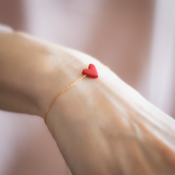 【 ステンレス 】ワンタッチブレスレット / 小さなハート / ブラック 12枚目の画像
