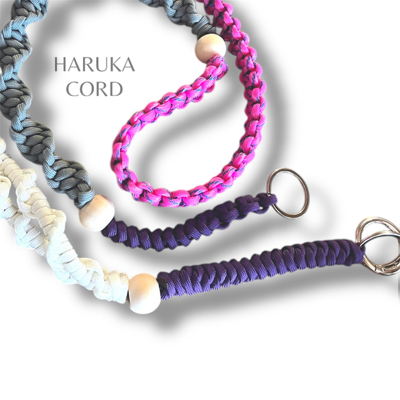 ショルダーストラップ スマホストラップ パラコード ウッドビーズ