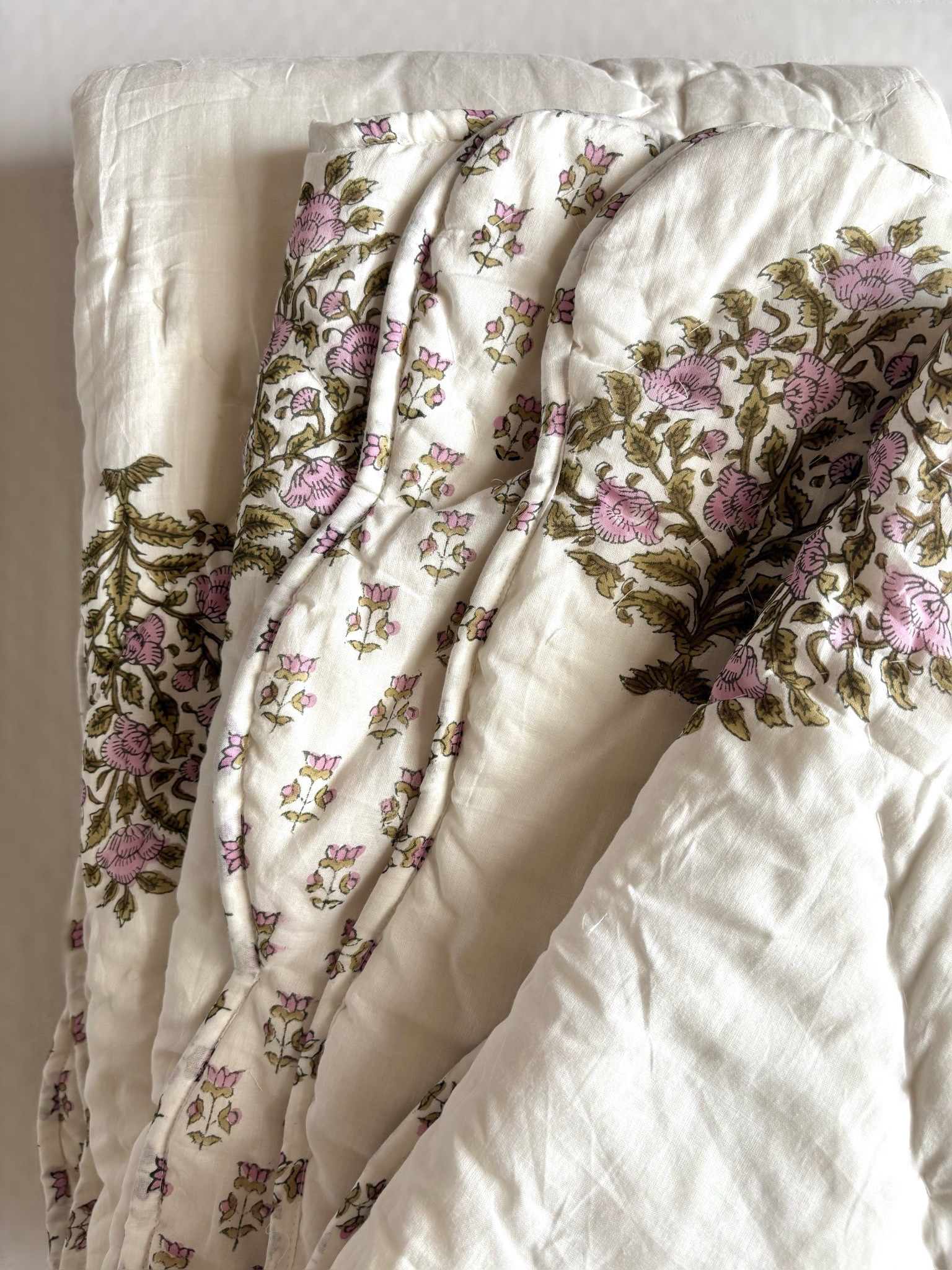 インド綿 ブロックプリント ハンドキルトケット mughal