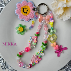 ☺︎ SMILEY FLOWER ☺︎ blue × purple カラフルポップなじゃらじゃら