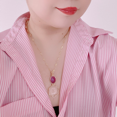 非加熱アメジスト＆六芒星水晶】2連ジュエリー『瀬織津姫大神