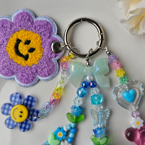 じゃらじゃら  ヘアゴム  カラフルプレートとマットチャーム じゃらじゃら ヘアゴム カラフルプレートとマットチャーム