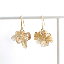 再販♡天然石ラフロック水晶の一粒ピアス/イヤリング ピアス（フック