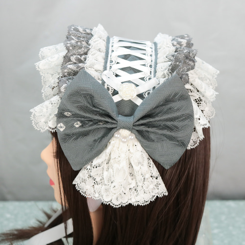 ‪♡ Lolita ボンネット風 フリルリボンヘッドドレス white 2 ‪♡ ♡ Lolita ボンネット風 フリルリボンヘッドドレス white 2‬