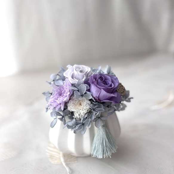 仏花 紫の仏花 プリザーブドフラワー 小さい仏花 菊 紫 男性