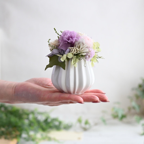 ちいさなお供え花＊藤色の仏花 プリザーブドフラワー プリザーブド