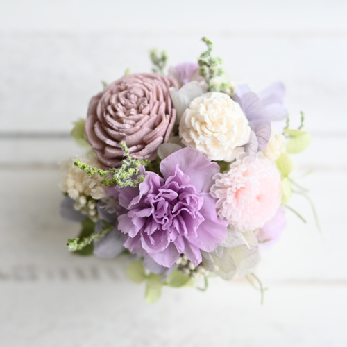 ちいさなお供え花＊藤色の仏花 プリザーブドフラワー