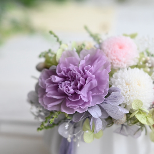 ちいさなお供え花＊藤色の仏花 プリザーブドフラワー