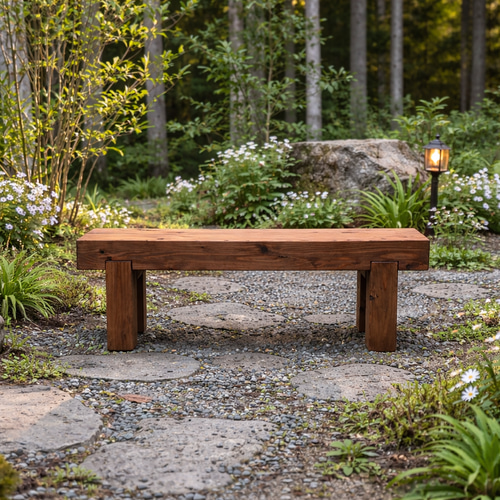 木製ベンチ　ハンドメイド A handmade bench made of 1×4 wood and rafters by a former