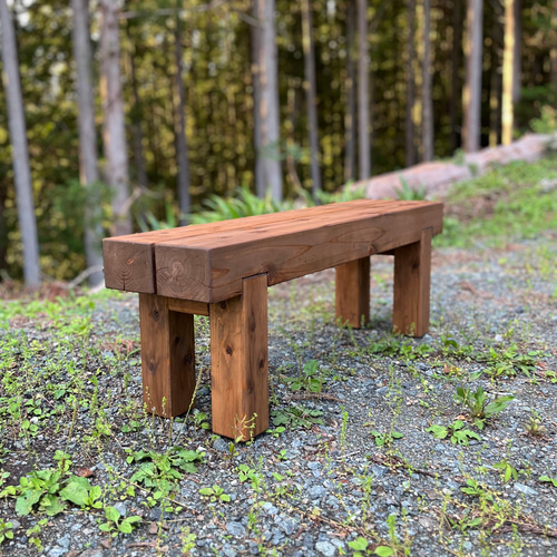 どっしり100cmフラワーガーデンベンチ｜防腐処理済 椅子 木製 無垢材