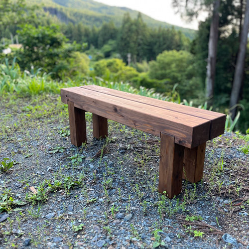 どっしり100cmフラワーガーデンベンチ｜防腐処理済 椅子 木製 無垢材