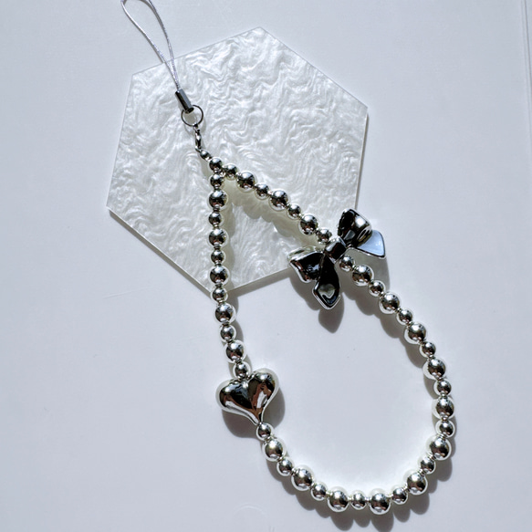 シルバービーズストラップ スマホストラップ 携帯ストラップ lilac