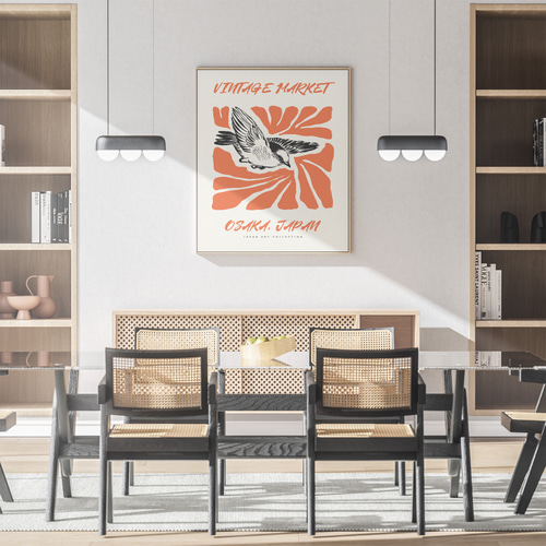 アートポスター ヴィンテージマーケット 大阪 OSAKA JAPAN 鳥 レトロ